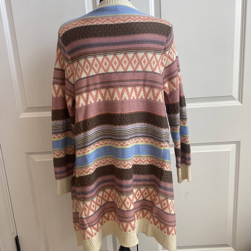 L Love Boho Striped Multi Pattern and Color Knitted Cardigan